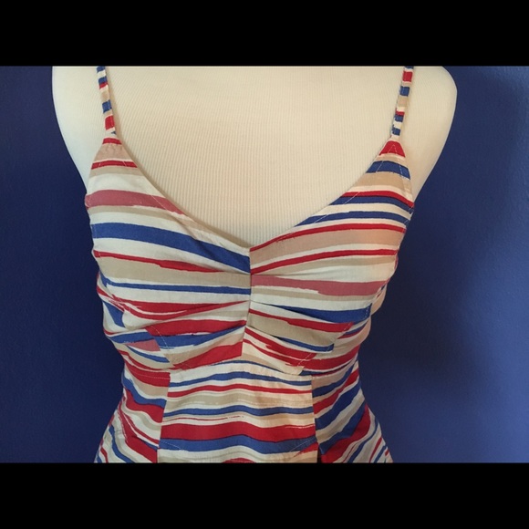 Red white blue striped pinup summer sundress nautical 50s preppy mod rockabilly - Picture 7 of 12